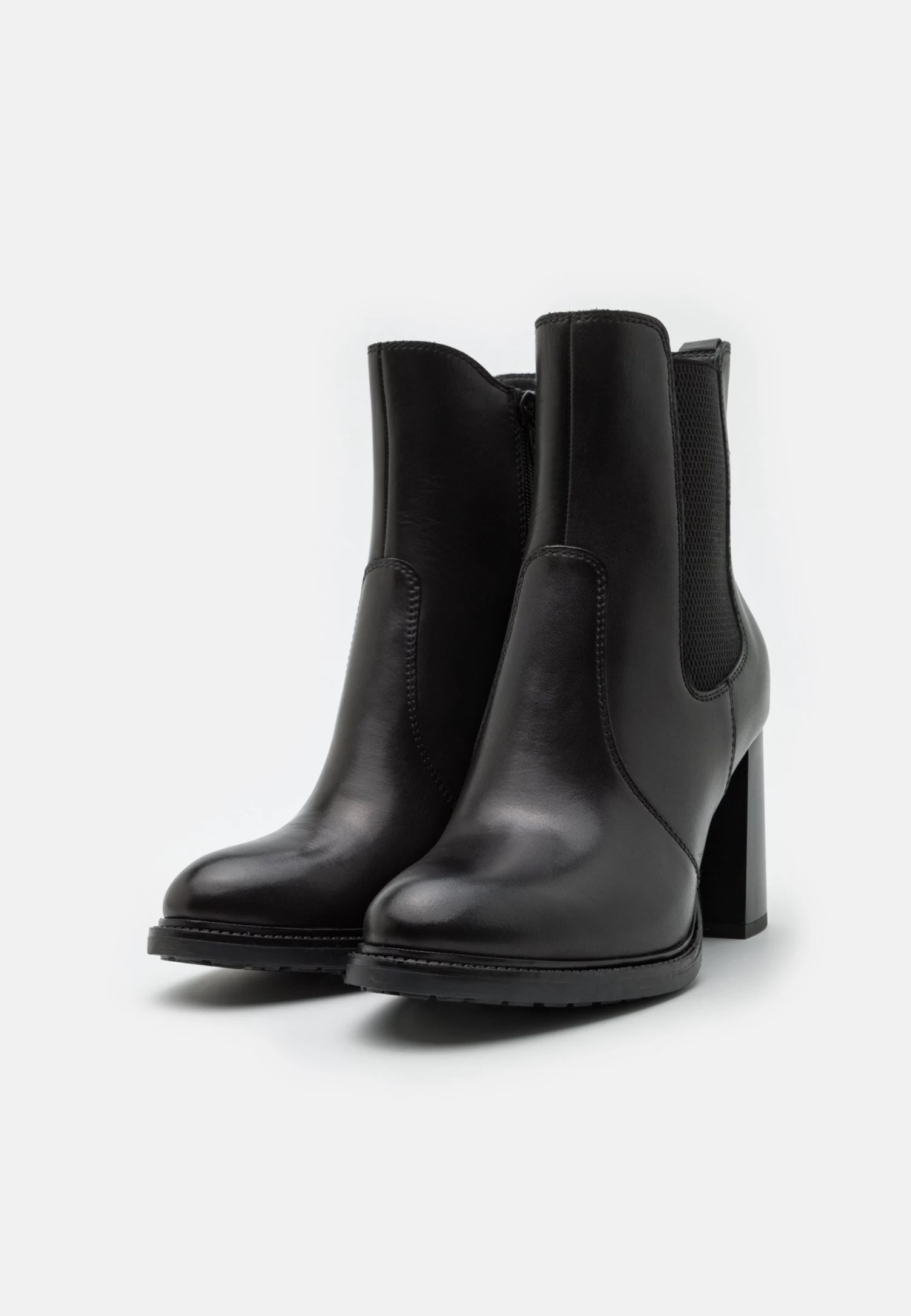 Leather- Enkellaarsjes Met Hoge Hak - Black 5 Leather- Enkellaarsjes Met Hoge Hak - Black - Afbeelding 3