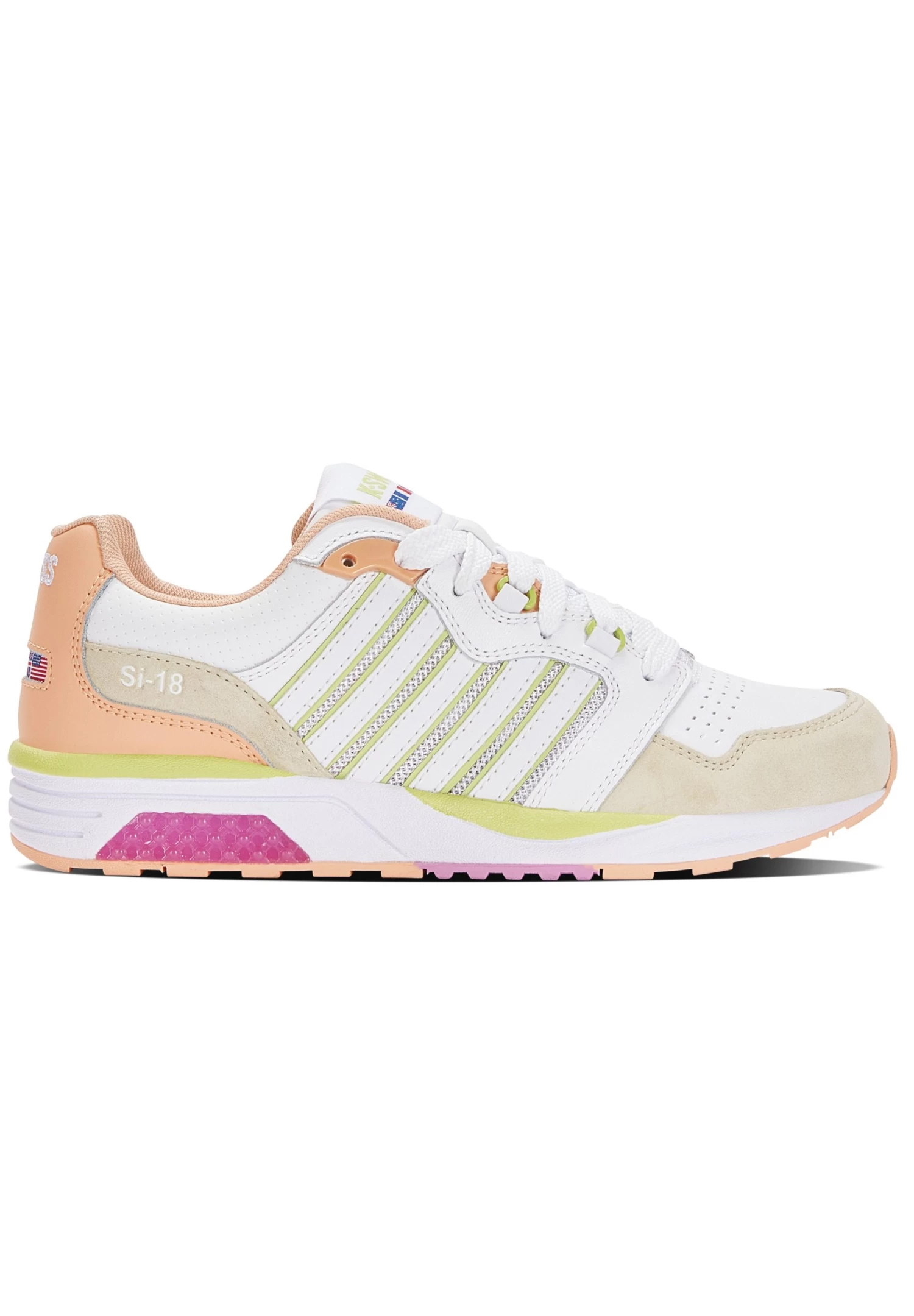 K-Swiss Si-18 Rannell - Sneakers Laag - White Almost Apricot Daquiri Green 3 K-Swiss Si-18 Rannell - Sneakers Laag - White Almost Apricot Daquiri Green