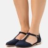 Leather - Ballerina'S Met Enkelbandjes - Dark Blue
